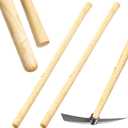 Lasnten 2 Pcs Solid Wood Replacement Handle for Round Eye Hoe 54 Inches/ 137 cm Grub Hoe Handle for Garden Shovel Tool Digging Spading Fork Rake Gardening Weeding, natural