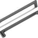 Lardmon 10 Pack Matte Dark Gunmetal Gray Modern Cabinet Pulls 8.8 Inch(224mm) Hole Center Timeless Drawer Pulls Vanity Pulls Solid Kitchen Cabinet Handles Hardware, 9.2 Inch(235mm) Total Length