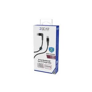 Zgear 8 Foot Braided 90 Sync Charge Cable