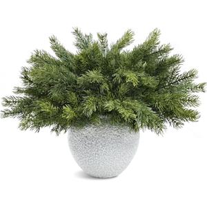 Artgar 6 Pcs Christmas Pine Branches  18" Realistic Artificial Greenery Pine Stems - Real Touch Faux Cedar Picks for Vase, DIY Garland Wreath Home Indoor Outdoor Xmas Decorations