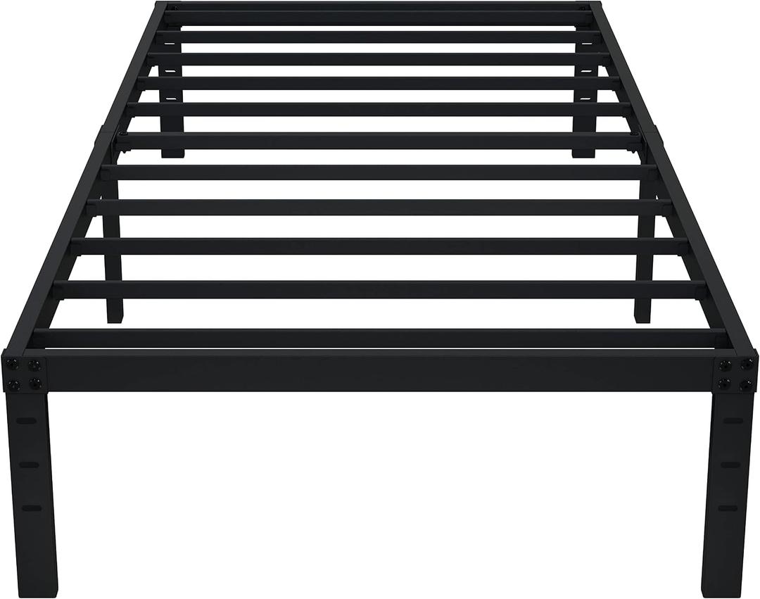 EMODA 14 Inch Twin Bed Frames No Box Spring Needed, Heavy Duty Metal Twin Platform Bed Frame, Noise Free, Easy Assembly, Black