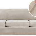 H.VERSAILTEX Modern Velvet Plush 4 Piece High Stretch Sofa Slipcover Furniture Protector Form Fit Velvet Extra Large Sofa Cover for 3 Cushion Couch Width Up to 105 Inch (XL Sofa, French Oak)