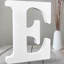 AOCEAN 12 Inch White Big Wood Letters Unfinished Wooden Letters for Wall Decor Decorative Standing Letters Slices Sign Board Decoration for Craft Home Party Projects (E)
