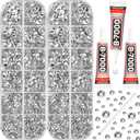 b7000 Clear Glue with 11000Pcs Silver Clear Rhinestones for Crafts Clothing Clothes Fabric Crafting, Flatback Gems Rinestones Kit for Shoes Tumblers, Flat Back Crystals Diamonds ss6-ss20 Multi Sizes (Small Pack + 3Pcs Glue)