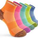Gonii Ankle Socks Womens Athletic Thick Cushioned Running Hiking Low Cut 5-Pairs (6-8, 5 Pairs Mood Boosting Colors)