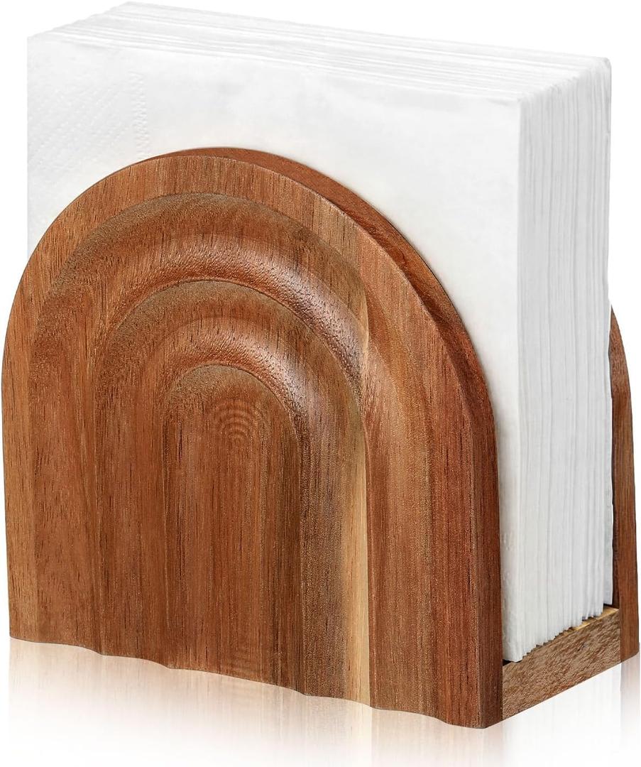 Wooden Napkin Holder for Table Modern Arch Design Paper Towel Decorative Stand Paper Towel Holder for Kitchen Counter Dining Table Farmhouse Boho Home Decor(Napkins)