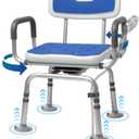 360 Swivel Shower Chair for Inside Shower, Rotating Shower Chair, Swiveling Shower Chair for Elderly and Disabled with Cold-Proof Pads, Support 400lbs,Tools-Free Assemble