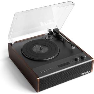 Victrola Eastwood Signature 3-Speed Bluetooth Turntable with Built-in Speakers and Dust Cover | Upgraded Turntable Audio Sound | Espresso (VTA-73-ESP)