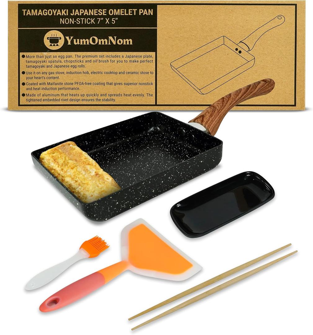 Tamagoyaki Pan  Japanese Nonstick Egg Cookware, Rectangle Frying Pan for Omelettes & Rolls  Kitchen Accessories (Without Lid)