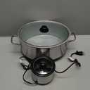 Programmable 7 qt (6.6L) Slow Cooker with Dipper Sauce-Warmer, Black and Silver, Stainless Steel, Digital Display, One-Touch Controls, Braise, Simmer, Sous Vide, Stew, Soup, Chili, Curry