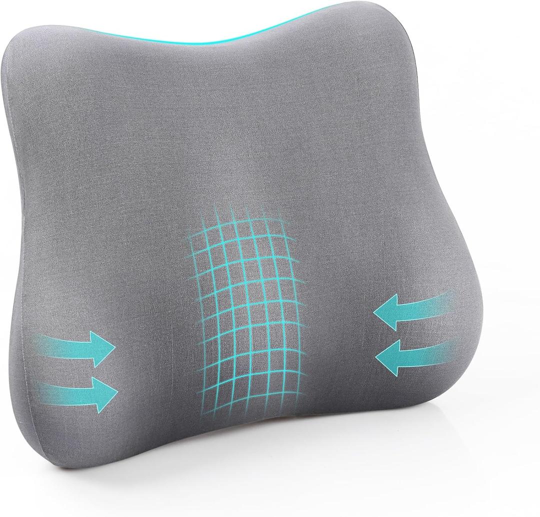 Cozyhealth Lumbar Support Pillow for Office Chair and Car, Memory Foam Back Support Pillow Cushion for Back Pain Relief, Ergonomic Lumbar Chair Pillow for Car, Office, Computer, Gaming Chair (Grey), Standard