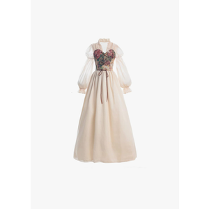 LTAKK Renaissance Dress Women Victorian Costume Ren Fair Medieval Dresses with Floral Corset, Size S