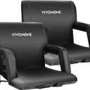 VIVOHOME Reclining Stadium Seats with Back Support and Cushion, 2 Pack Portable Padded Bleacher Chairs with Armrest and Cup Holder, Comfortable for Various Sports Events