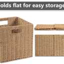 10.5x10.5'' Cube Storage Baskets, Set of 2 Natural Paper Rope Multipurpose Collapsible Organizers, Woven Laundry Totes for Laundry, Storage Cubes,Wicker Baskets Laundry Organizer Totes for Home