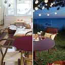 Obstal Fitted Round Table Cloth, Reversible Waterproof Stain Resistant Elastic Stretch Tablecloth, Wipe Clean Table Cover for Outdoor/Indoor Use, Fits Round Tables up to 32" - 36" Diameter, Burgundy