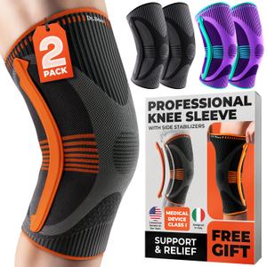 DR. BRACE ELITE Knee Brace with Size Stabilizer (2 Pack) Knee Brace for Women & Men, Workout, Sports, Daily Knee Compression Sleeve for Maximum Knee Pain Support & Fast Recovery (Mars, X-Large) 2