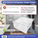 WP67002633 Refrigerator Crisper Drawer Compatible with whirlpool, amana, crosley, jenn-air, kenmore, kitchenaid and maytag GB2FHDXWS07 etc, Refrigerator Crisper Pan Replace for 12530501, 12530505 etc