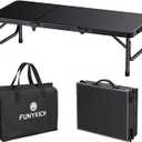 FUNYKICH 3ft Low Folding Camping Table with Carry Bag, 34.2'' Lx15.7'' W Portable Picnic Tables, Lightweight Thicker Aluminum Beach Table with Carry Handle for Beach, Camping, Picnic, Black