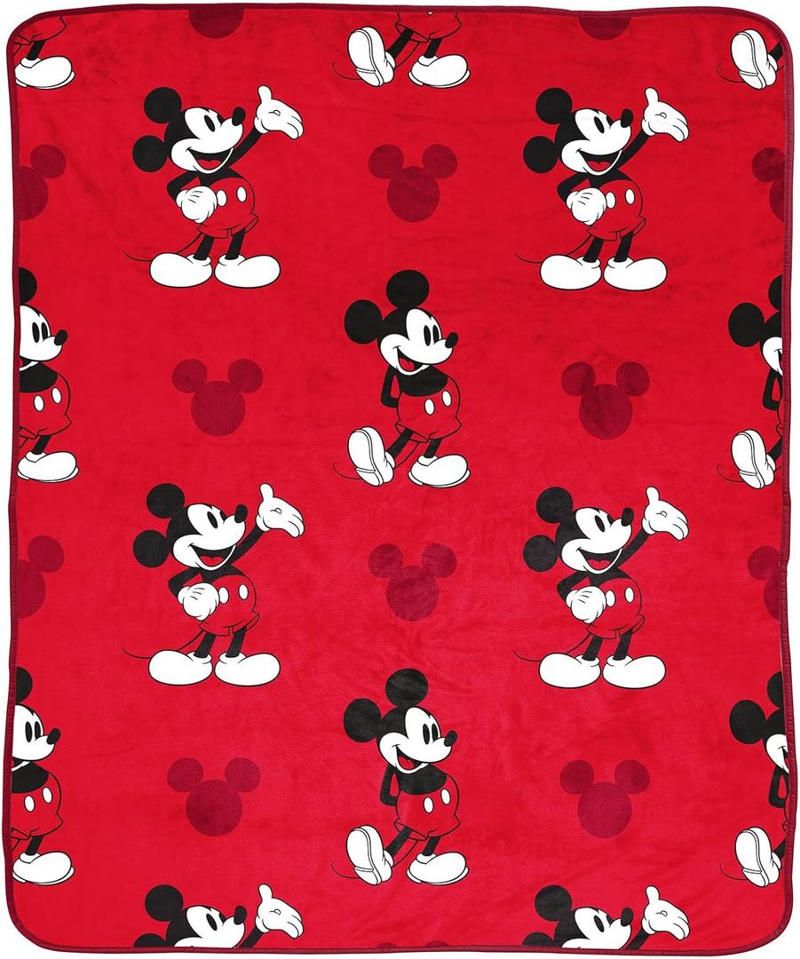 Jay Franco Disney Mickey Mouse Plush Throw Blanket - Measures 50 x 60 Inches - Kids Super Soft Red Fleece Bedding