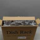 SNTD Dish Drying Rack - Small Dish Rack for Kitchen Counter, Stainless Steel Dish Drainer with Utensil Holder and Drainboard, 11" W x 15" L (Black)