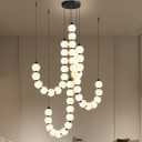 Modern Chandeliers LED Dimmable Light Acrylic Balls Ceiling Pendant Lighting for Living Room Dining Room Bedroom Adjustable Hanging Lights 90 Watts Black Lamp
