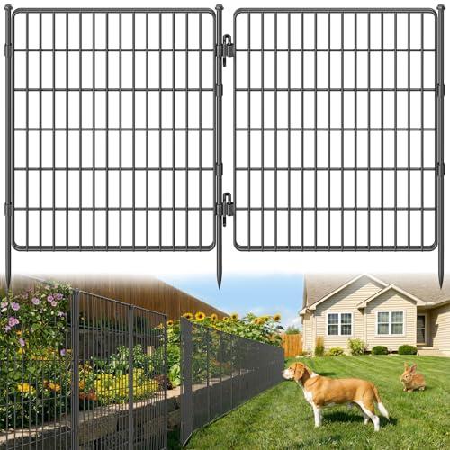 RYDIZA [3-PLY] No Dig Garden Fence Animal Barrier with Gate, 32 in (H) x23.6ft (L), 10 Panels Metal Dog Fence Outdoor for Yard, Decorative Temporary Fence Tall Garden Fencing for Dogs Outside