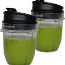 Replacement 12oz cup with Spout Lid for 900w 1000w Nutri Ninja Blender Auto iQ 900w 1000w Nutri Ninja Blender Auto iQ series (2, 12oz)