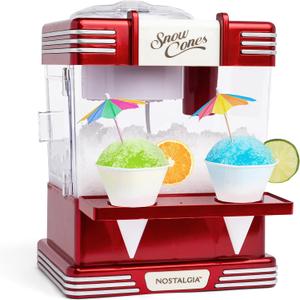Nostalgia Snow Cone Shaved Ice Machine - Retro Table-Top Slushie Machine Makes 20 Icy Treats - Includes 2 Reusable Plastic Cups & Ice Scoop - Retro Red Nostalgia Snow Cone Shaved Ice Machine - Retro Table-Top Slushie Machine Makes 20 Icy Treats - Includes 2 Reusable Plastic Cups & Ice Scoop - Retro Red