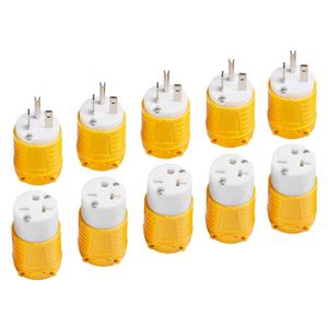 6-20P Replacement Plug and 6-20R Replacement Connector 5 Set, 20 Amp 250 Volt Extension Cord Ends, 2 Pole, 3 Wire Grounding, Industrial Grade, Heavy Duty, ETL Listed