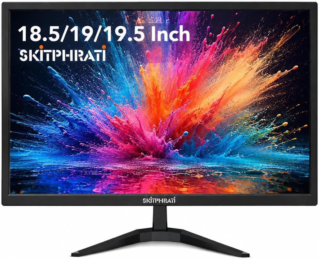 SKitphrati 18.5 Inch Small Computer PC Monitor, 1366x768, 75Hz, HDMI/VGA