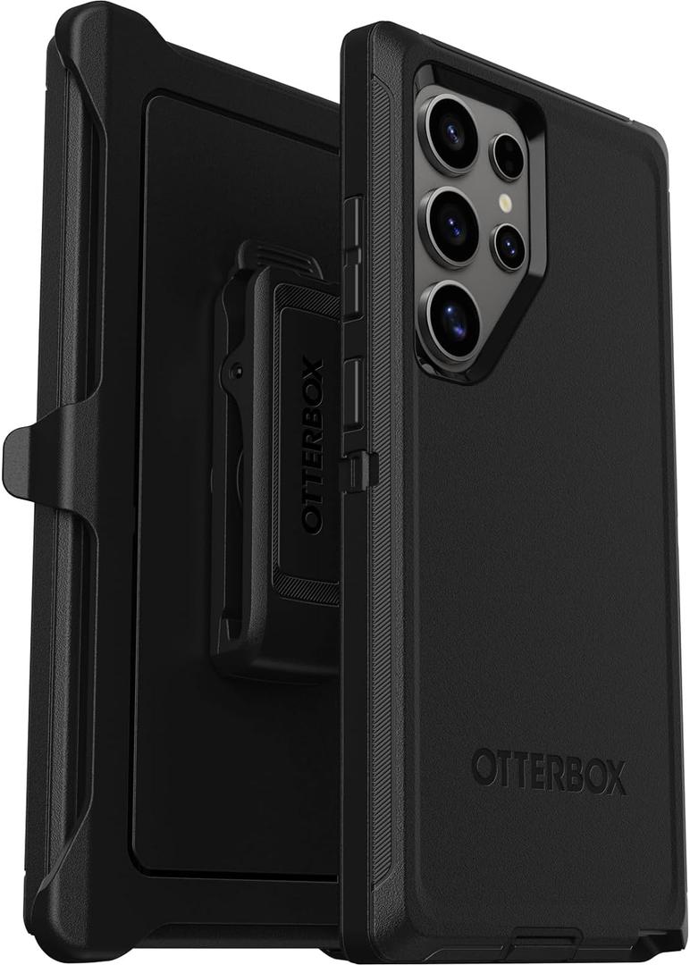 OtterBox Samsung Galaxy S24 Ultra Defender Series Case - Black, Rugged & Durable, with Port Protection, Includes Holster Clip Kickstand