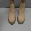 Athlefit Women's Chelsea Boots Fashion Slip on Platform Ankle Boots Lug Sole Chunky Booties (8.5, Nude)
