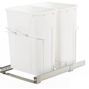 Knape & Vogt SBM15-2-35WH Cabinet Bottom Mount Pull Out Trash Can, 18.8-Inch by 14.25-Inch by 22-Inch