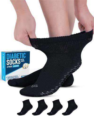 Doctor's Select Diabetic Ankle Socks with Grippers for Men and Women - 4 Pair 1/4 Length Neuropathy Socks for Women 
9-12