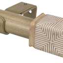 Rustic Boho Style Single Curtain Rod Set with Carved Square Finial,72-144 inch, Standard Single Beige Drapery Rod for 1 Pack, 1 inch diameter, Adjustable Length