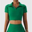2 Piece Tennis Dress for Women High Waist Pleated Tennis Skirt with Shorts Short Sleeve Crop Golf Workout Skirts Sets (Green, XL)