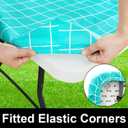 Rectangle Vinyl Table Cloth 24x48, Waterproof Elastic Fitted Tablecloth with Flannel Backing, Plastic Table Cover for Picnic, Camping, Outdoor, Aqua
