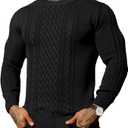 Askdeer Men's Pullover Sweater Fisherman Cable Knit Crewneck Sweater Winter Casual Knitted Sweaters with Ribbing Edge M