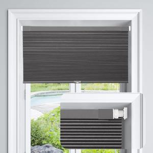LazBlinds Cordless Cellular Shades, No Tools No Drill Blackout Honeycomb Shades Pleated Blinds for Windows, 25'' W x 48'' H, Midnight Black
