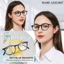 MARE AZZURO Blue Light Blocking Reading Glasses Women Cute Round Readers 1.0 1.25 1.5 1.75 2.0 2.25 2.5 2.75 3.0 3.5 4.0 (Black)