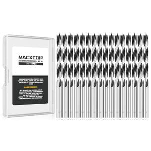 1/4" Brad Point Wood Drill Bit Set, 16Pcs Drill Bit Set with Double Flutes Design for Carpenter Woodworking and All Types of Wood