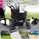 Bicystar Dog Stroller with Detachable Carrier, Rubber Wheels, 50 lbs, Black
