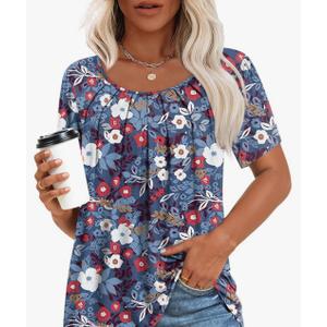 Anymiss Womens Spring Tunic Tops 2026 Summer Dressy Casual Blouses Square Neck Short Sleeve T Shirts Medium