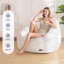MAXYOYO Bean Bag Chair, Comfy Bean Bag Sofa with Back Support, Faux Fur Bean Bag Chair for Adults and Kids, Stuffed Floor Sofa for Living Room, Bedroom, Apartment, Beige