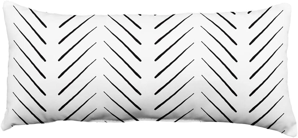 Everything Comfy Chevron Columns 16" x 8" Bolster or Small Decorative Pillow, White