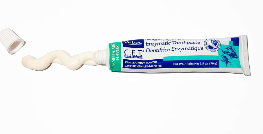 Virbac C.E.T. Enzymatic Toothpaste Eliminates Bad Breath by Removing Plaque and Tartar Buildup Best Pet Dental Care Toothpaste Vanilla Mint Flavor 2.5 Oz Tube