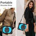 for Galaxy Tab A11+ Plus / A9+ Case 11 Inch, Rugged Case for Samsung Galaxy A9 Plus/A11+ Tablet with Screen Protector 360 Rotating Stand Shoulder Strap Pen Holder 2025/2023 Model, Black Blue
