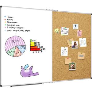 XBoard Extra Large Magnetic White Board and Bulletin Corkboard Combination, 60 x 40 Inch Foldable Dry Erase & Cork Combo Board for Wall with Aluminum Frame, 5' x 3' Notice Memo Board Pin Vision Board