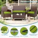 3 Pack of Outdoor Seat Cushion Replacement Set Suitable for 4 Pieces of Wicker Rattan Furniture Terrace Guest Set Sofa Chair (36x18x2, 18x18x2), Only Cover