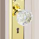 2 x MaxxGeek Door Knob Interior, Antique Door Knob, VAntique Bifold Door Knobs Replacement, Fits 1-3/8"- 1-3/4" Interior Doors, Gold/Polished Brass Glass Ball HandleWithout Keys and Locks